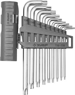 Набор длинных имбусовых ключей Зубр Эксперт TORX Т10-Т50, 9 ед. 2745-4-1_z01 - фото 156812