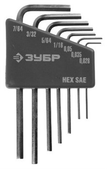 Набор имбусовых ключей Зубр Эксперт Мини для точных работ HEX SAE 0,028-Н7/64" 7шт 27475-H7 - фото 157011