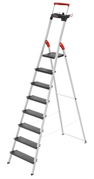 Стремянка 8 ступ. L100 TopLine, алюм., с лотком и выдвигающейся ручкой, Hailo, арт. 8050-807, шт - фото 274601
