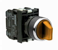 Переключатель EMAS 2-0-1 с подсветкой неон, с фиксацией в 1 положении, желтый, 2НО B131SL31S - фото 323195