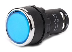 Нажимная моноблочная кнопка EMAS 22 мм, IP 40 (1НО) синяя MB100DM - фото 324671