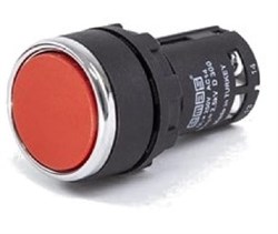 Нажимная моноблочная кнопка EMAS красная, 22 мм, IP 40 (1НО+1НЗ) MB102DK - фото 324688