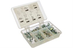Набор сменных пресс-масленок GROZ GFT/KIT/M-80 в пластиковом диспенсере, 80шт GR43973 - фото 349166
