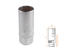 Головка свечная двенадцатигранная 1/2", 21 мм, резиновый фиксатор AFFIX AF00242021 AF00242021 - фото 682482