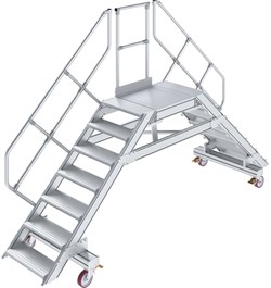 Переход Krause 827531 с платформой 625 мм 2x7 ступеней 45° алюминиевый, передвижной - фото 692584