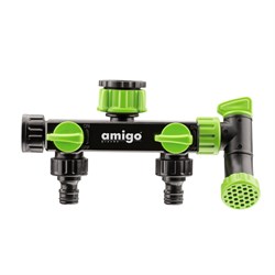 Разделитель потоков Amigo 79818 с краном, 2-х канальный - фото 692863