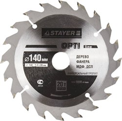 Диск пильный Stayer MASTER-OPTI-Line" 140мм 20T 3681-140-20-20 - фото 83661