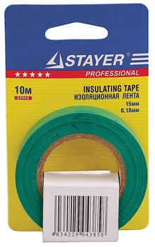 Изолента Stayer Profi зеленая, 10м x 15мм 12292-G-15-10 - фото 84491