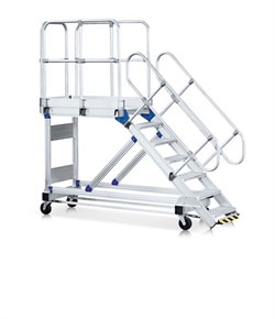 Алюминиевый трап с платформой Zarges Z600 передвижной 800мм 9 ступеней 45° 40259655 - фото 99481