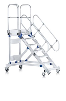 Алюминиевый трап с платформой Zarges Z600 передвижной 1000мм 7 ступеней 60° 40259746 - фото 99627