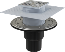 Сливной трап AlcaPlast APV4344 105x105/50/75 выпуск прямой, гидрозатвор + сухой