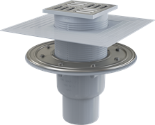 Сливной трап AlcaPlast APV2324 105x105 мм, вертикальный выпуск 50/75 мм, нержавеющая сталь