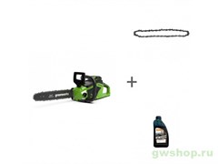 Пила цепная аккумуляторная G-MAX 40V GREENWORKS GD40CS15K4 с АКБ 4АЧ и ЗУ + цепь + масло в подарок! Greenworks 2005707UB, 2929107, 70285160000