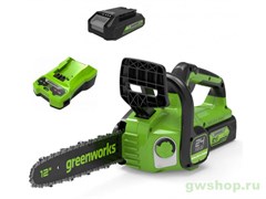 Цепная пила аккумуляторная 24V GREENWORKS G24CS25 c АКБ 2 Ач и ЗУ Greenworks 2007707UA Цепная пила аккумуляторная 24V GREENWORKS G24CS25 c АКБ 2 Ач и ЗУ Greenworks 2007707UA