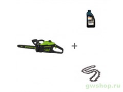Пила цепная аккумуляторная GREENWORKS GD60CS25K4 60V 1хАКБ 4 Ач. и ЗУ + цепь + масло в подарок! Greenworks 2008907UB, 70285160000, 2948807